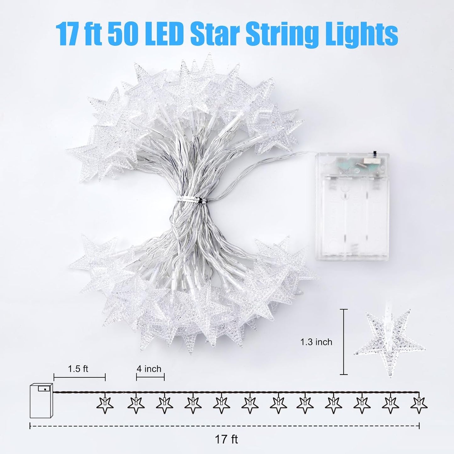 200 LED Fairy Lights with Remote & Timer - 16.4Ft Silver Wire Twinkle Lights for Indoor Christmas, Wedding & Party Decor