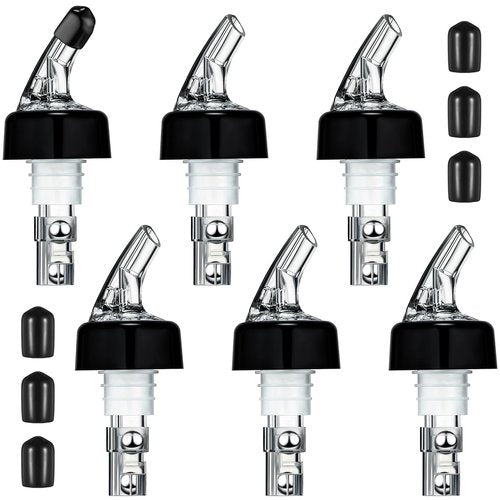 BBTO Automatic Measured Bottle Pourer Spout Liquor Pourers Bottle Jigger Quick Shot Spirit Measure, 1 oz/ 30 ml(Clear, Black,12 Pieces)