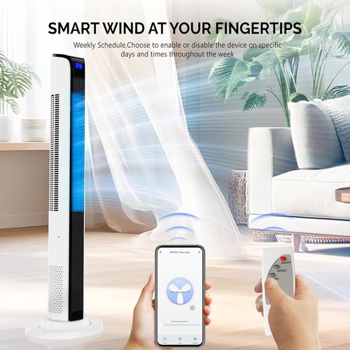 Bonnlo 42" Smart Tower Fan - Quiet Oscillating Floor Fan with APP & Remote Control, 3 Modes, 3 Speeds, 12H Timer