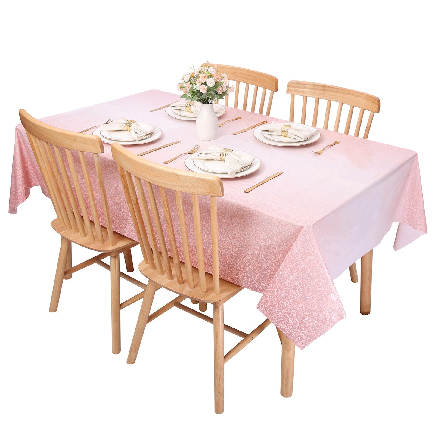 Kesfey 3 Packs Ombre Rose Gold Tablecloth 54 x 108 Inch Gradient Pastel Rose Gold Sequin Table Cloths Rectangle Disposable Plastic Rose Gold Sprinkle Glitter Table Cover for Birthday Party Decorations
