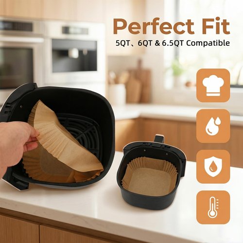 400Pcs Air Fryer Liners Disposable,8" Square Food Grade Air Fryer Paper Liners,Non-Stick Parchment Paper Liners for Ninja AF141 5 QT Pro AF181 6.5QT,Cosori Chefman 6 QT &Other 5 to 8Qt Airfryer
