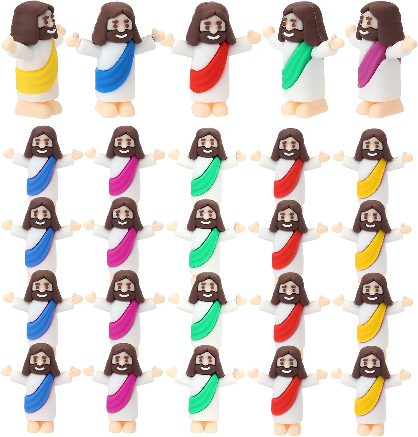 Mini Jesus Figurines by [Brand Name] - 25 Multi-Color Religious Figures for Sunday School & Easter Gifts