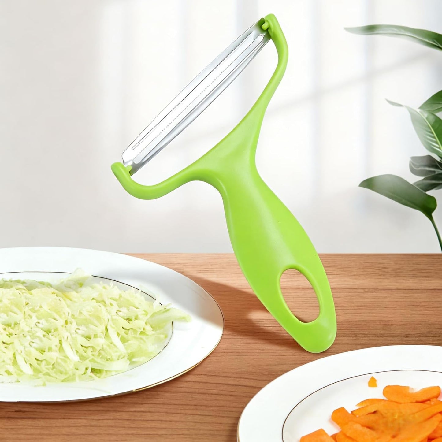 Skiennix Stainless Steel Vegetable Grater - Multi-Purpose Cabbage Slicer & Shredder for Easy Salad Prep - Green