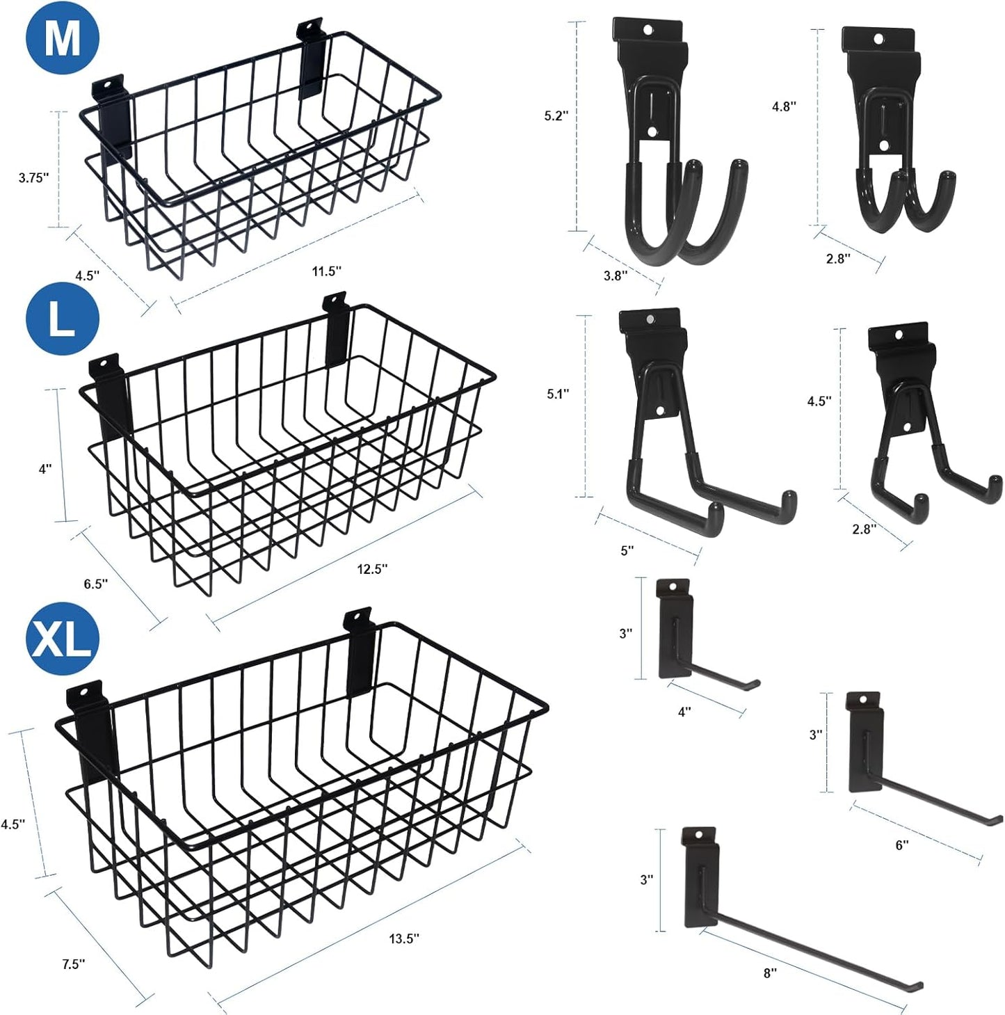 NeatiEase 29 PCS Slatwall Accessories Kit - Versatile Storage Solutions with Baskets & Heavy-Duty Hooks