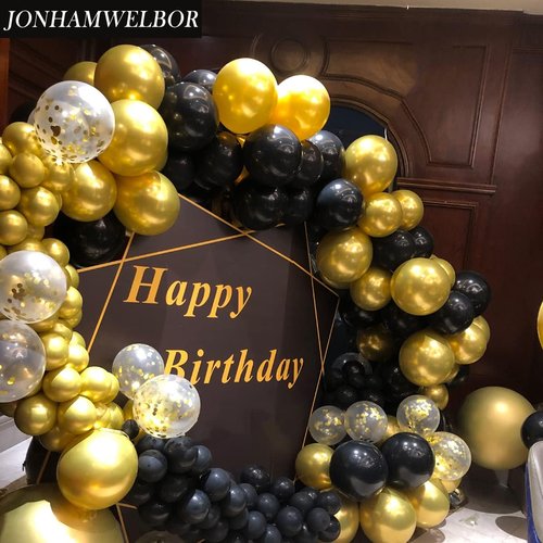 Jonhamwelbor Black Balloons - 12 Inch Metallic Chrome Latex - 100 Pack for Birthday & Party Decor