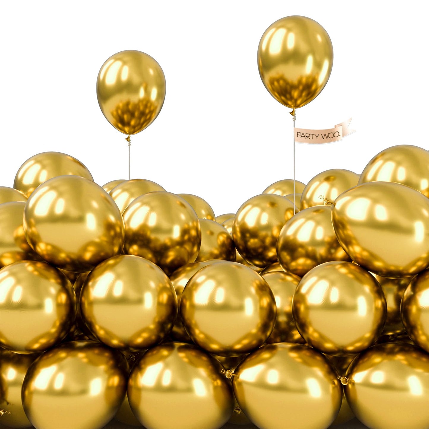 PartyWoo Metallic Gold Balloons 50pcs 5 Inch Small Mini Chrome Gold Latex Balloons for Graduation Baby Shower Gender Reveal Wedding Bachelorette New Year Birthday Party Decorations Gold-G101
