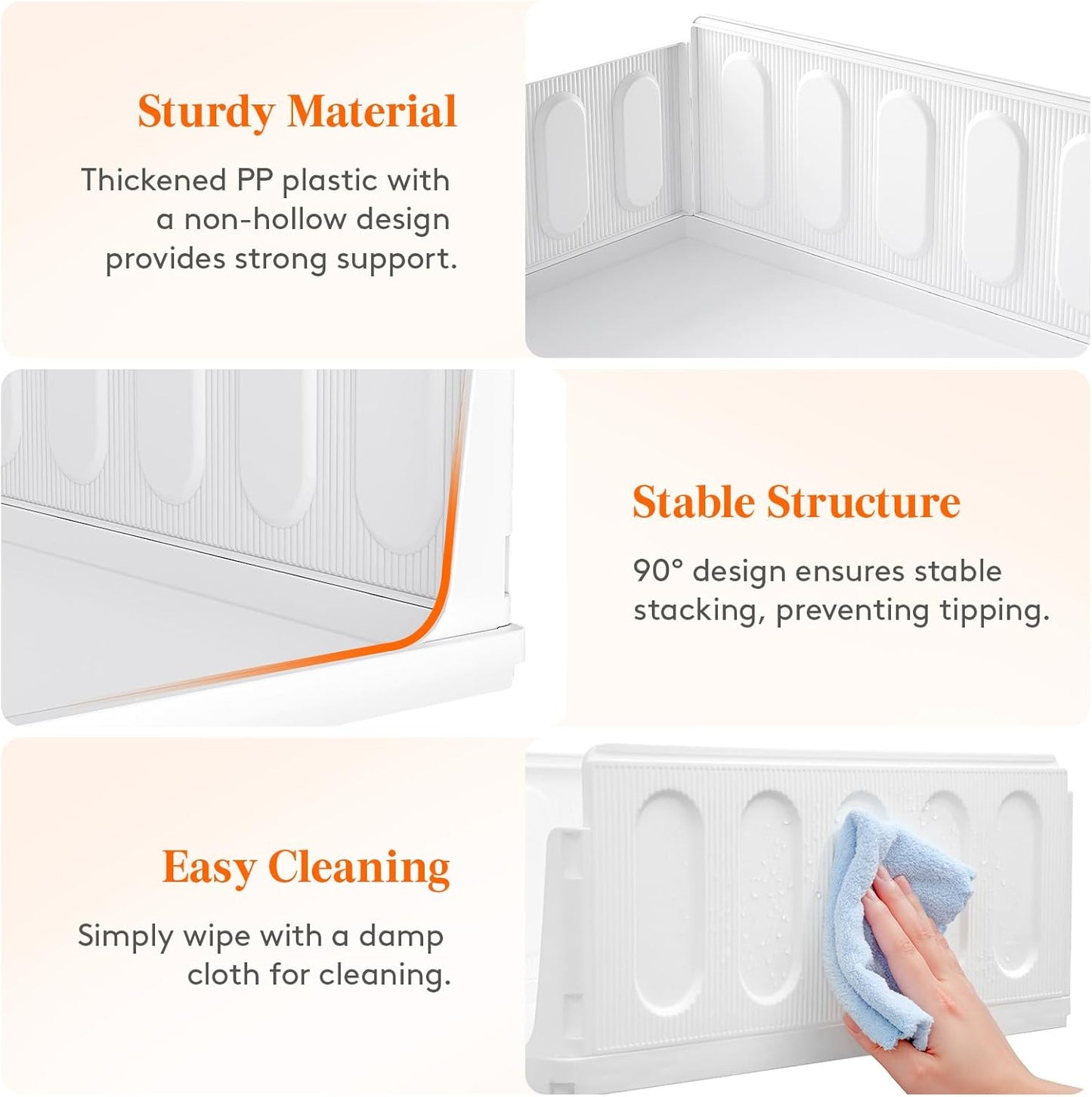 Lifewit 6-Pack Stackable Closet Organizers - Multifunctional Plastic Storage Bins for Clothes | 32 cm/12.6 inch