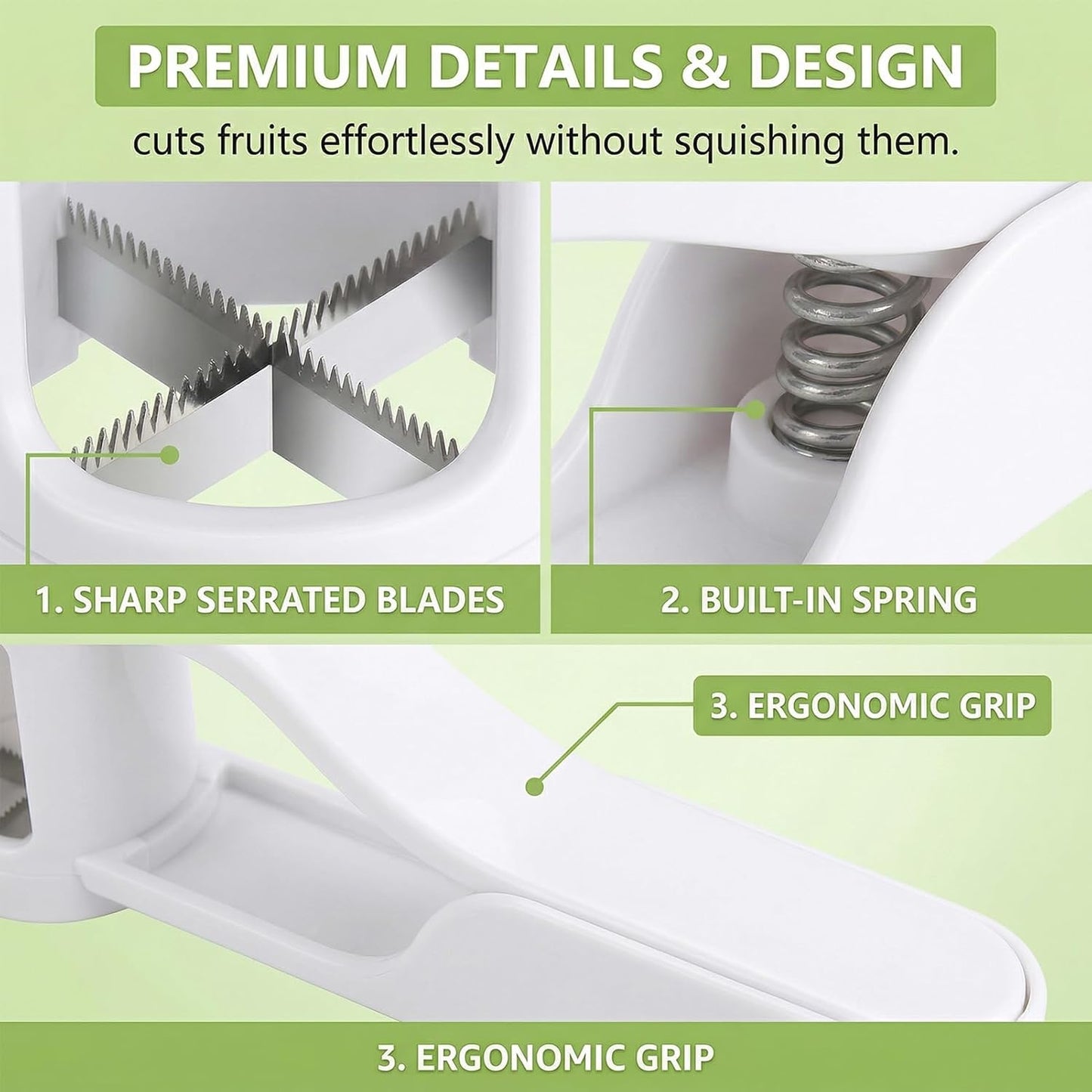 Skiennix Grape Cutter - Stainless Steel Fruit Slicer for Toddlers | Ideal for Salad & Cake Decoration (White)