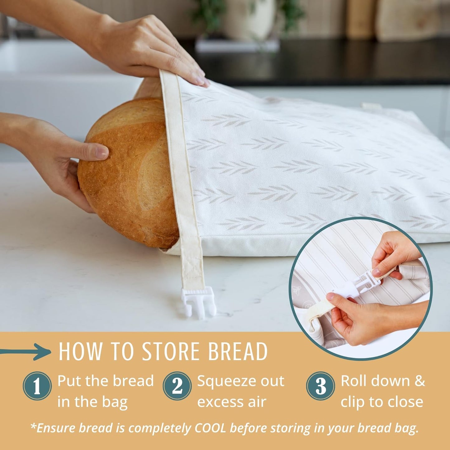 Nectar & Nest Reusable Beeswax Bread Bags - XL Eco-Friendly Storage for Homemade Bread & Sourdough