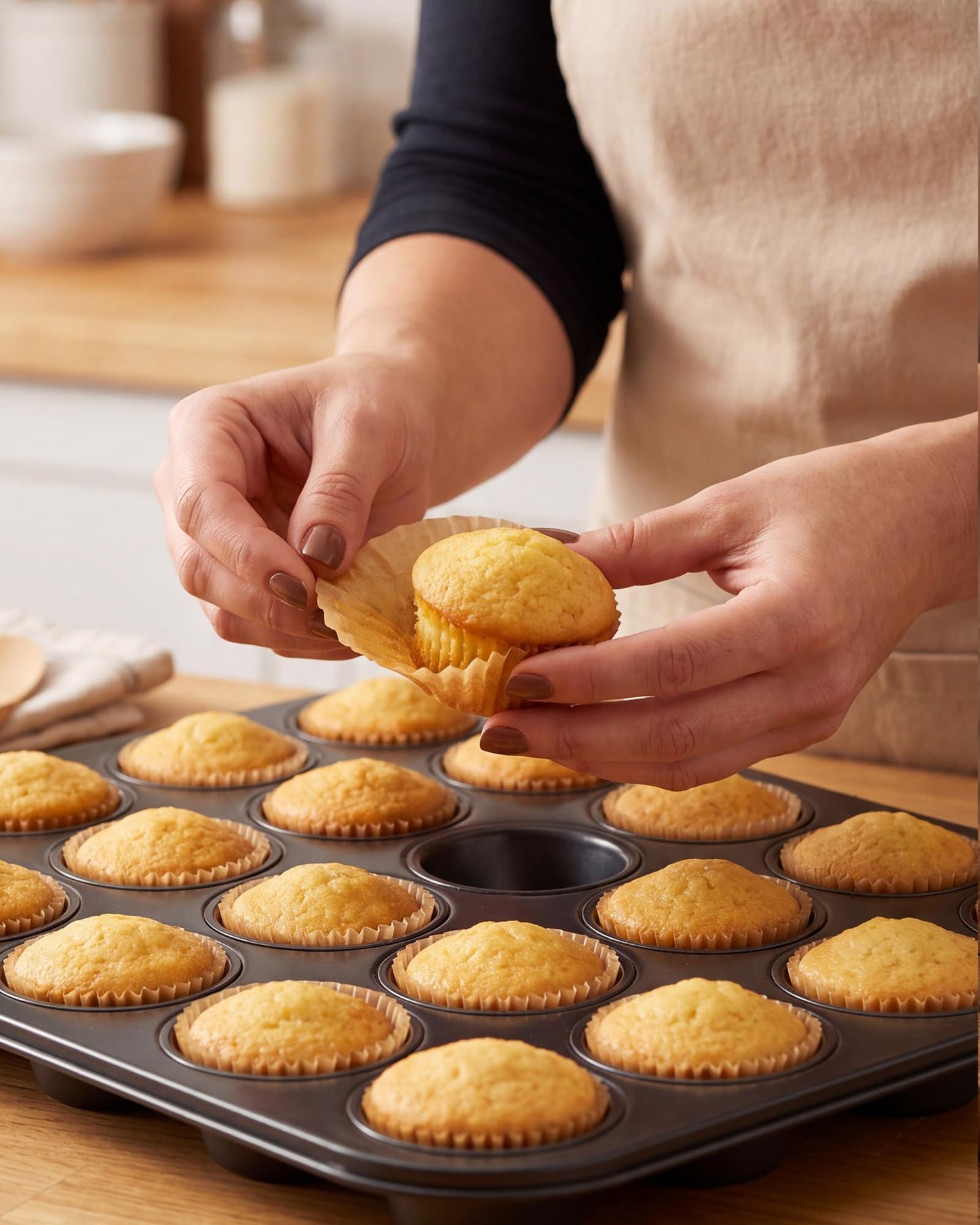 Bake Choice Non-Stick 400pcs Mini Cupcake Liners for Baking, Natural parchment muffin liners for Mini Muffin Pan, Cupcake Pan, Food Grade, Non Stick, Greaseproof