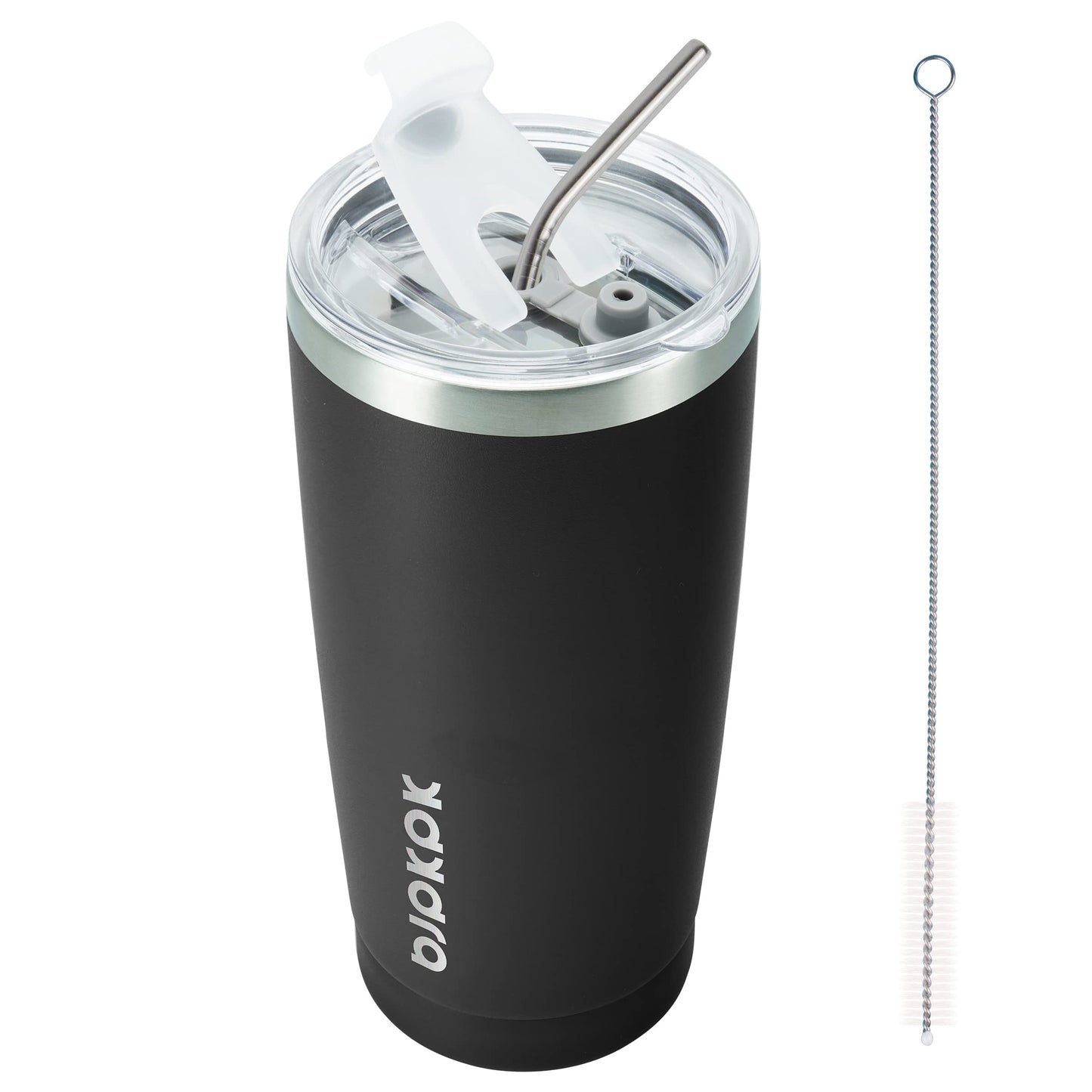 BJPKPK 20 oz Tumbler with Lid and Straw Insulated Travel Coffee Mug Reusable Stainless Steel Thermal Cups,Black