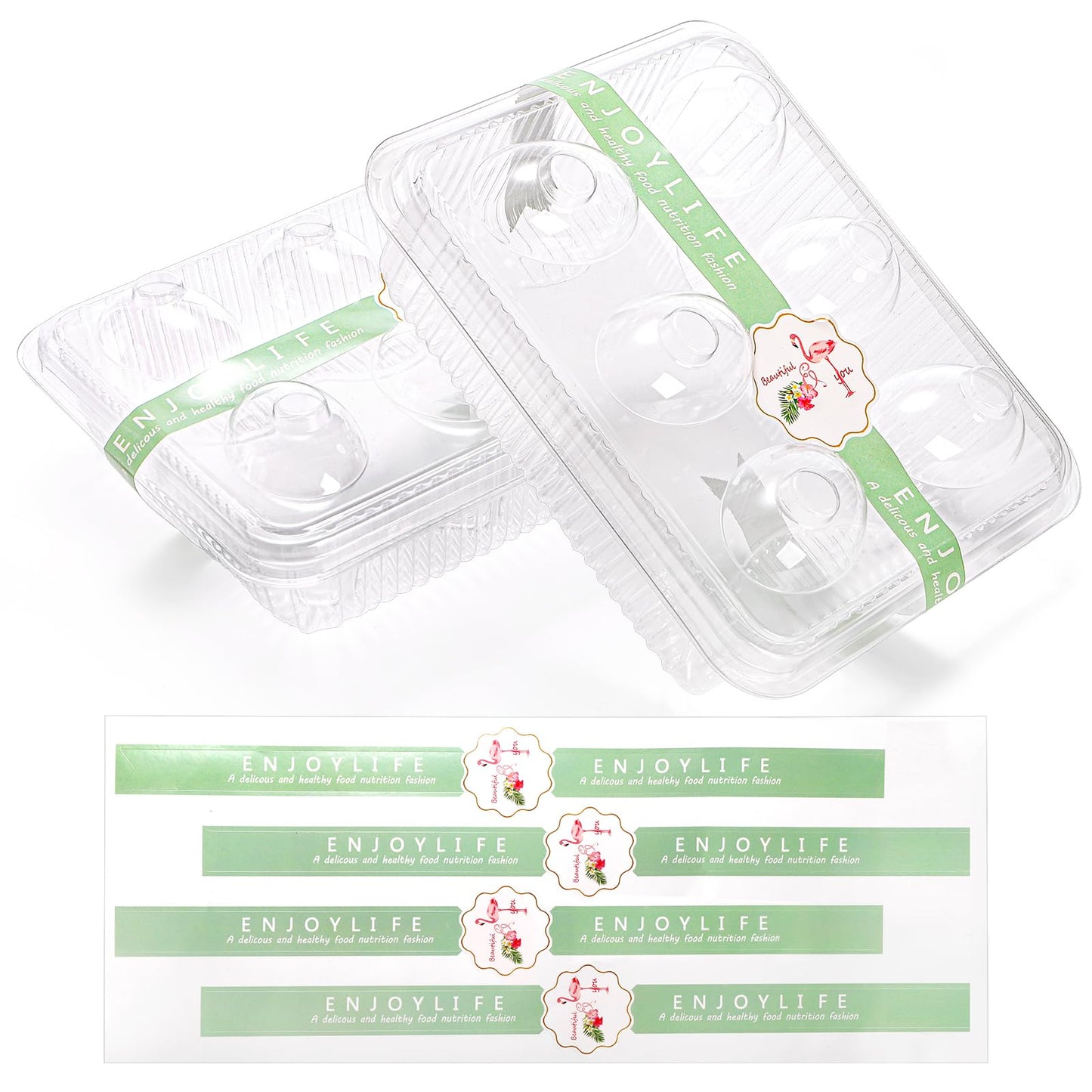 Yopay 50 Pack Deviled Egg Trays with lid, Plastic Clear 6 Slots Deviled Eggs Halves Carrier Deviled Container Dish Plate Holder for Party, Classic Cuisine Trays
