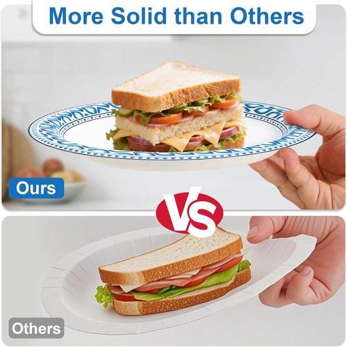 Clawsoff Heavy-Duty 8.5-Inch Paper Plates - 280 Count, Soak Proof, Perfect for Parties & Picnics