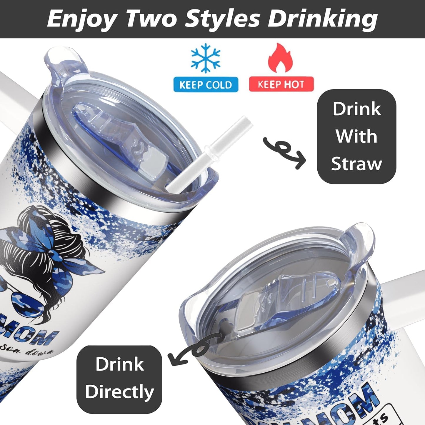qynspngs Boy Mom Gifts,40oz MamaTumbler With Handle Lid And Straw,Birthday,Christmas,Thanksgiving,Mother's Day Gifts For Boy Mom From Husband,Son,Camo Mama Coffee Cups Travel Mug