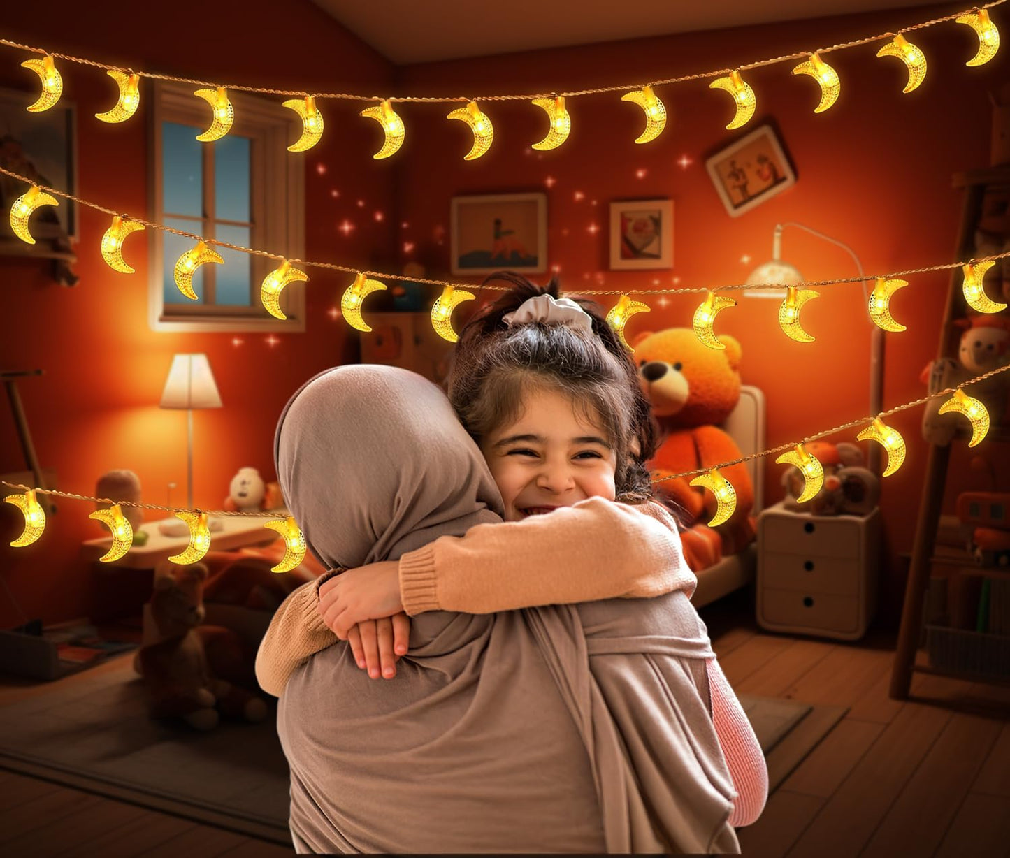 OLEEK Ramadan Lights Decorations 20 ft- Ramadan Decorations for Home 2026 - Ramadan Decoration Lights (40 LEDs)- Ramadan Gifts for Kids - Ramadan Decor - زينه رمضان - Ramadan led Lights