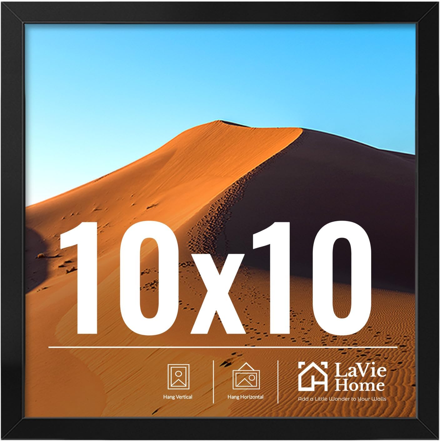 LaVie Home 10x10 Picture Frame - Classic Black Frame with HD Plexiglas for Vertical/Horizontal Display