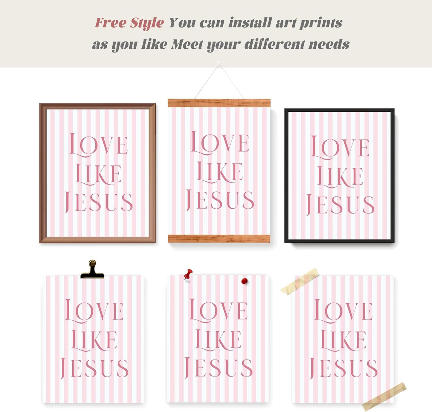 LARTSFRO Coquette Pink Bow Wall Art Decor - Inspirational Christian Posters for Bedroom | Set of 4 Unframed 10x8 Inch