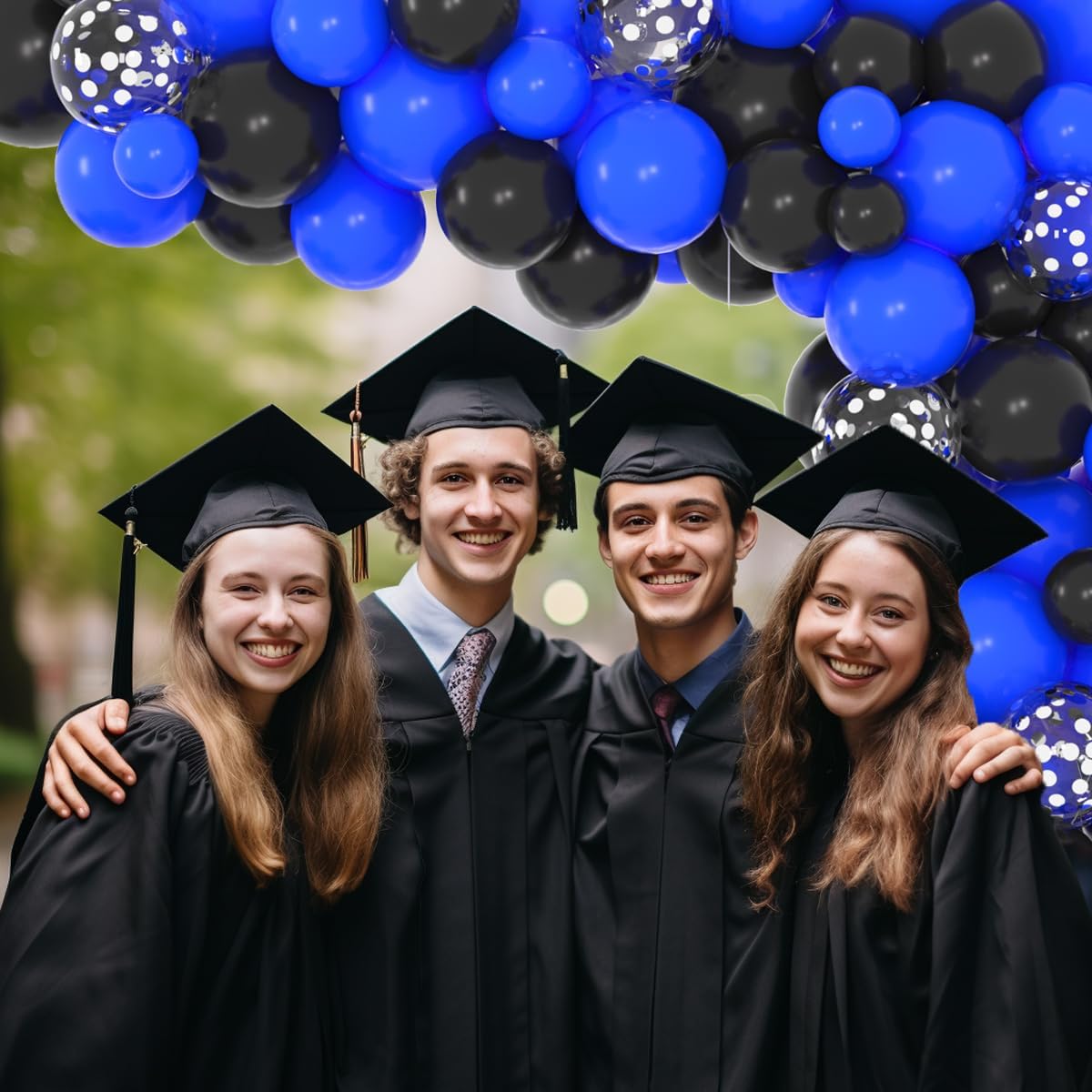 Royal Blue & Black Balloon Garland Arch Kit - Festive Balloons for Baby Shower & Graduation Celebrations