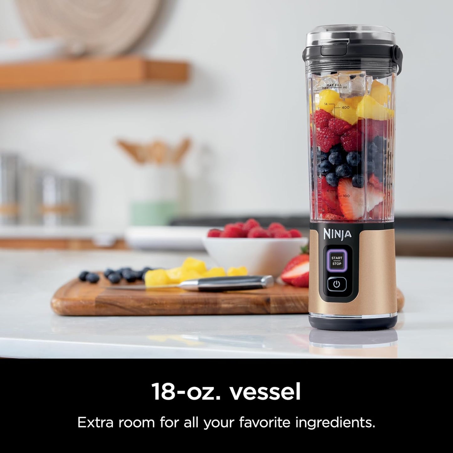 Ninja Blast Portable Blender - Cordless 18oz Personal Blender for Smoothies & Shakes | BPA-Free, USB-C Rechargeable, Metallic Copper