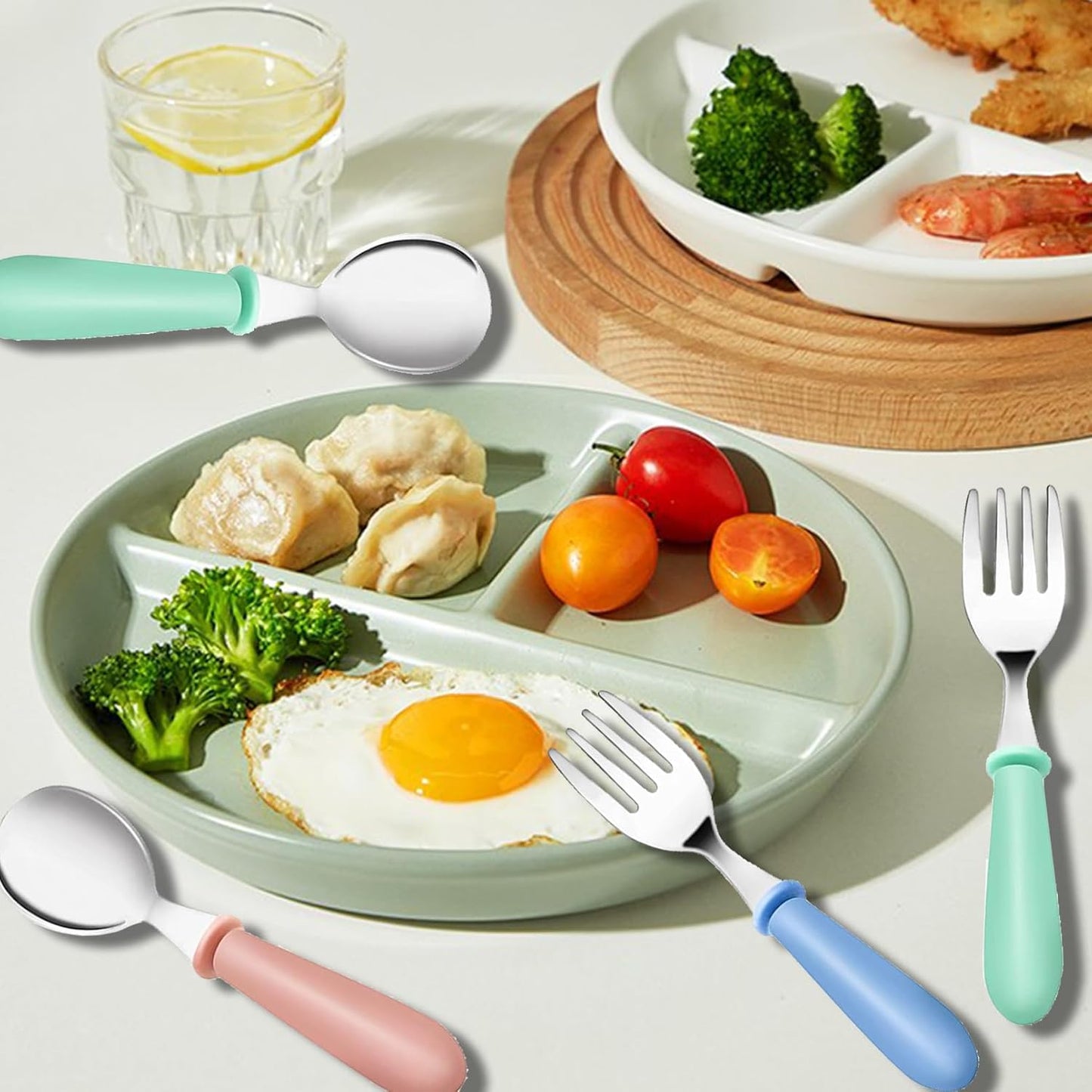 Skiennix Toddler Utensils Set - 12-Piece Stainless Steel Forks & Spoons | Dishwasher Safe Silverware