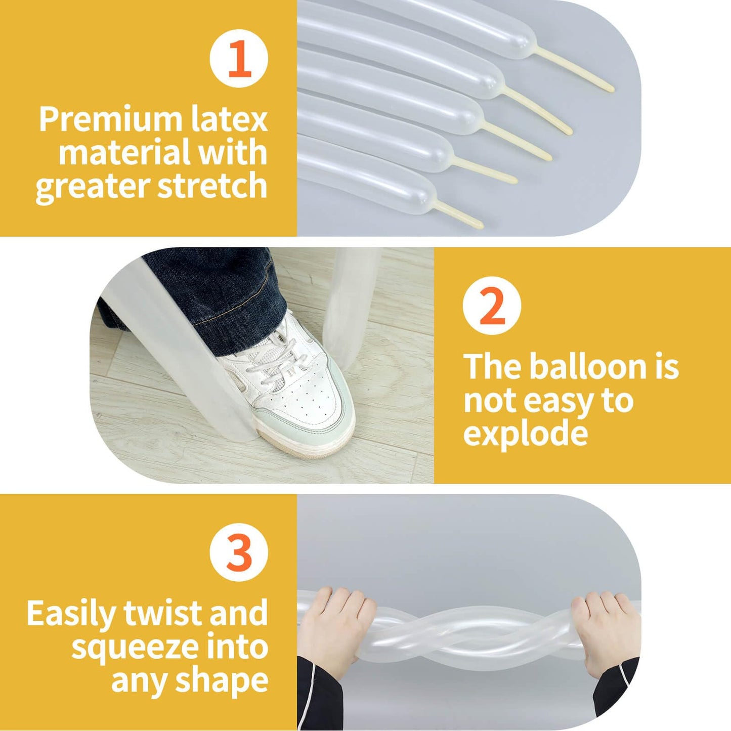 HYKJNBW 100Pcs Clear 260 Balloons, Long Balloon for Tying Balloon Arch, Long Skinny Clear Balloons for Twisting Ballons Animal balloons Birthday Party Wedding Festival Decorations