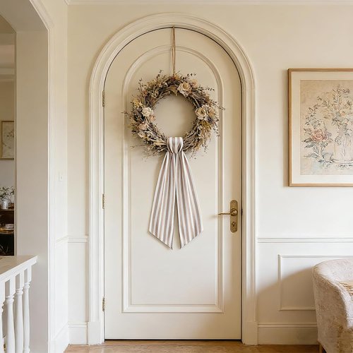 AZYM Wreath Sash Set - Elegant Ribbon Accessories for Indoor/Outdoor Decor | White & Beige