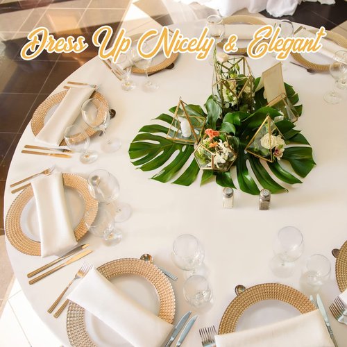 BRILLMAX 6 Pack Ivory Round Tablecloths 90 Inch for 60” Tables - 150 GSM Polyester Fabric, 15" Standard Drop, Water, Stain & Wrinkle Resistant Cloth Cover for Wedding Reception Banquet Dining