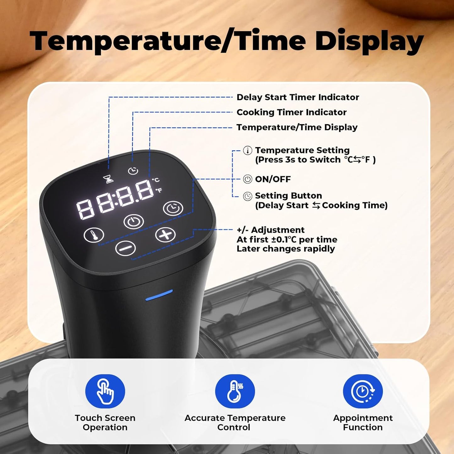 Skiennix Sous Vide Machine - 1000W Immersion Circulator with Digital Display & Recipe Guide