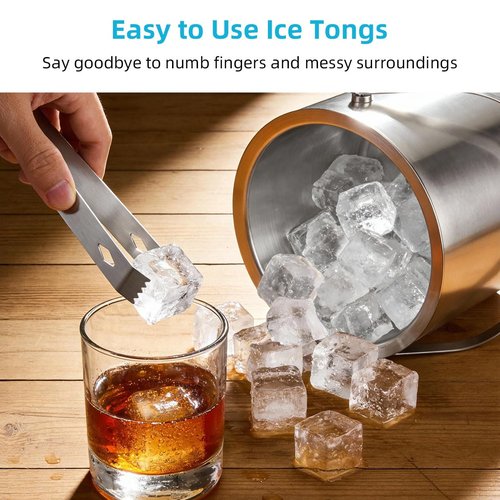 ChefBee Stainless Steel Ice Bucket - 3L Double-Wall Insulated Ice Buckets for Parties with Lid & Tongs, Large Champagne Wine Drink Container Holder, Ideal for Freezer Cocktail Home Bar Accessories