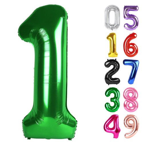 Dark Green Number 1 Balloon 40 Inch, 1st Birthday Balloon for Baby Boy Girl Toddler First Birthday Decorations, Shiny Dark Green Party Supplies