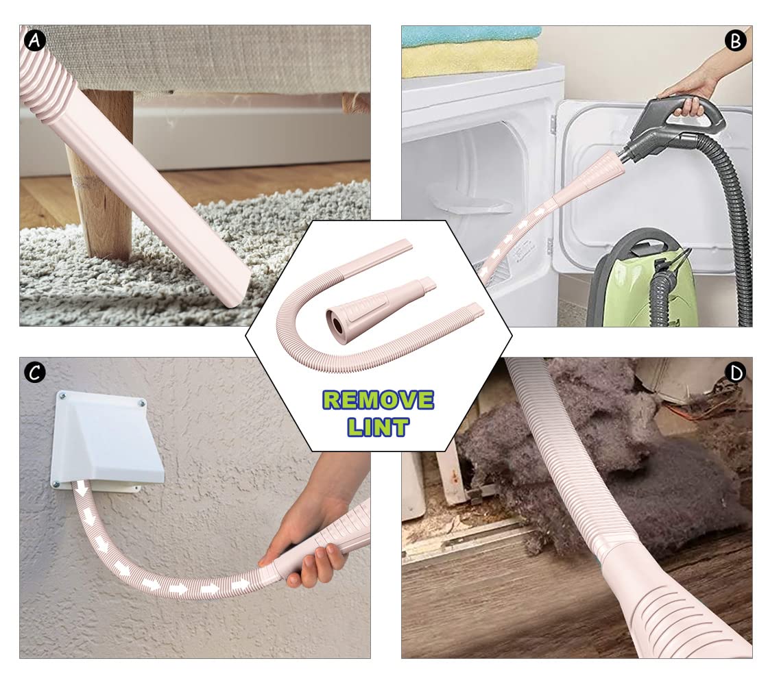 2 Pieces Dryer Vent Cleaner Kit Dryer Lint Brush Vacuum Hose Attachment Brush Lint Remover Power Washer and Dryer Vent Vacuum Hose Grey Pink