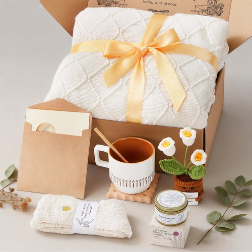 Get Well Gifts for Women, Unique Self Care Gift Basket with Cozy Blanket for Women, Comforting Relaxation Pick for Her Mom Sister Best Friend Birthday & Christmas Gifting