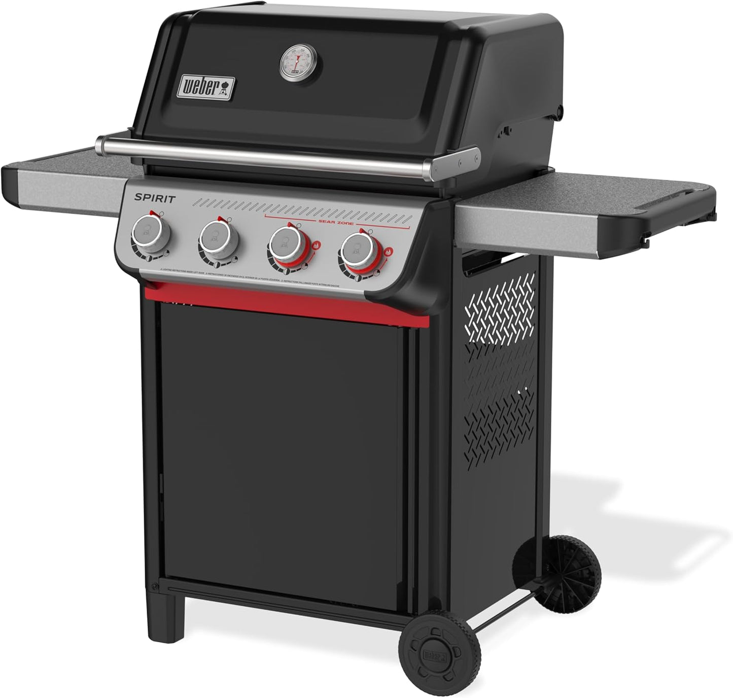 Weber Spirit E-425 Liquid Propane Gas Grill - 4 Burner Outdoor BBQ in Black | Porcelain-Enameled Grates & Sear Zone