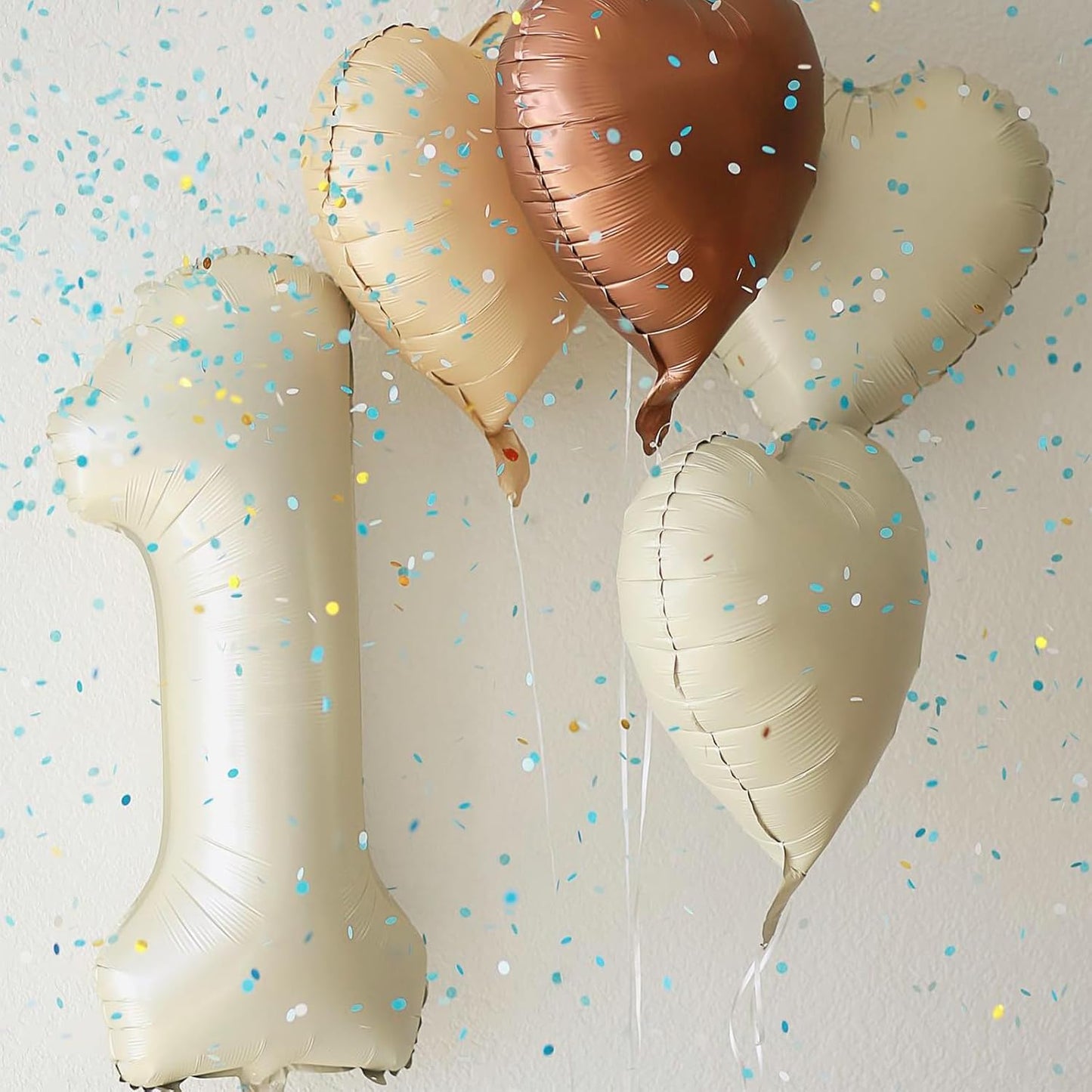 Skiennix Cream Letter One Balloon - 40 Inch Beige Number 1 Balloon for Baby Shower & Gender Reveal Decor