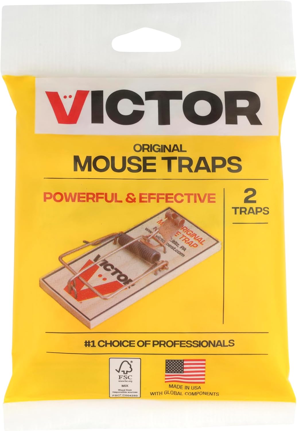 Victor Mouse Traps - Metal Pedal Design, Sustainably Sourced FSC Wood | Pack of 12
