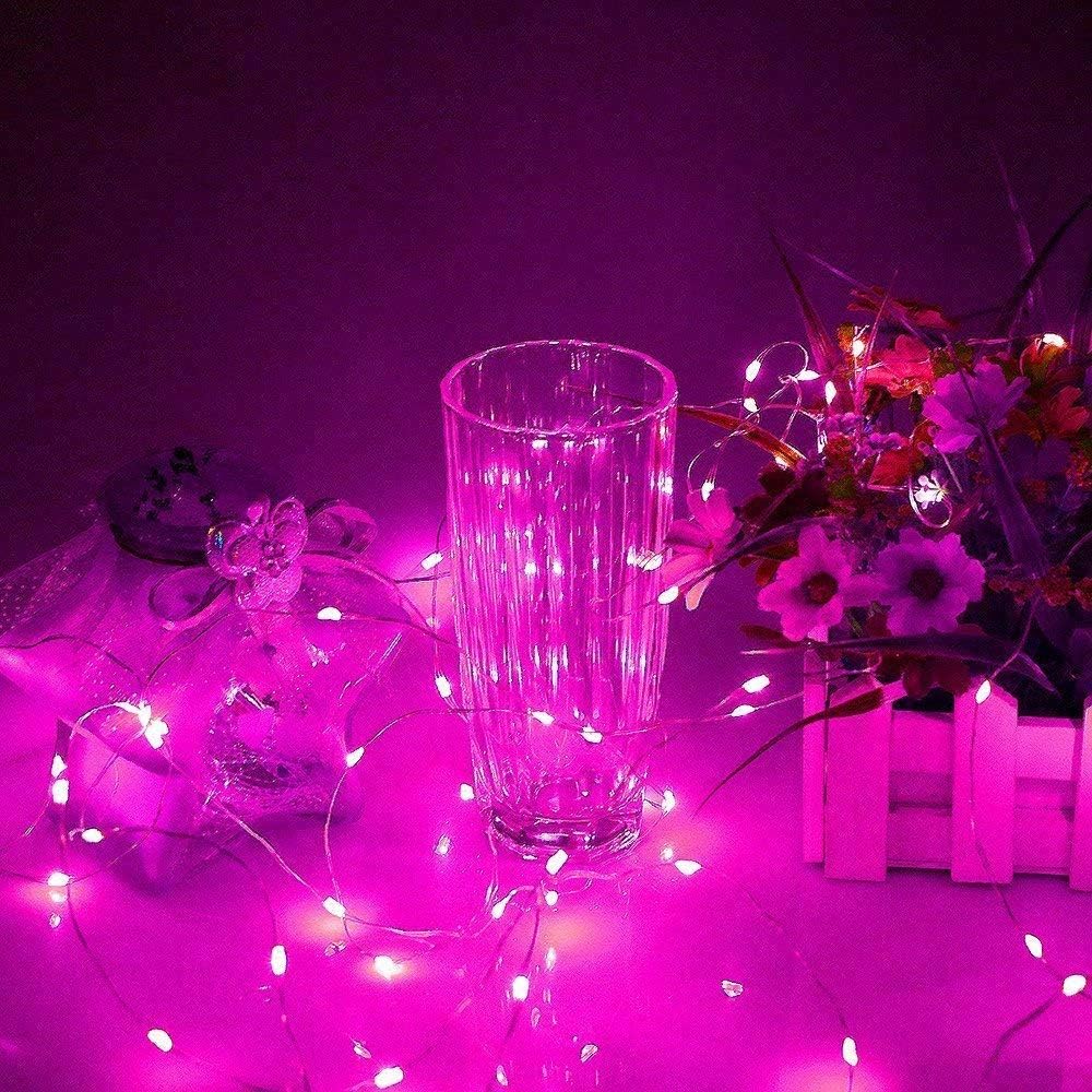 33ft Waterproof LED String Lights with 100 Pink Fairy Lights - Indoor & Outdoor Copper Wire Decor for Bedroom, Patio, Garden, Christmas Tree