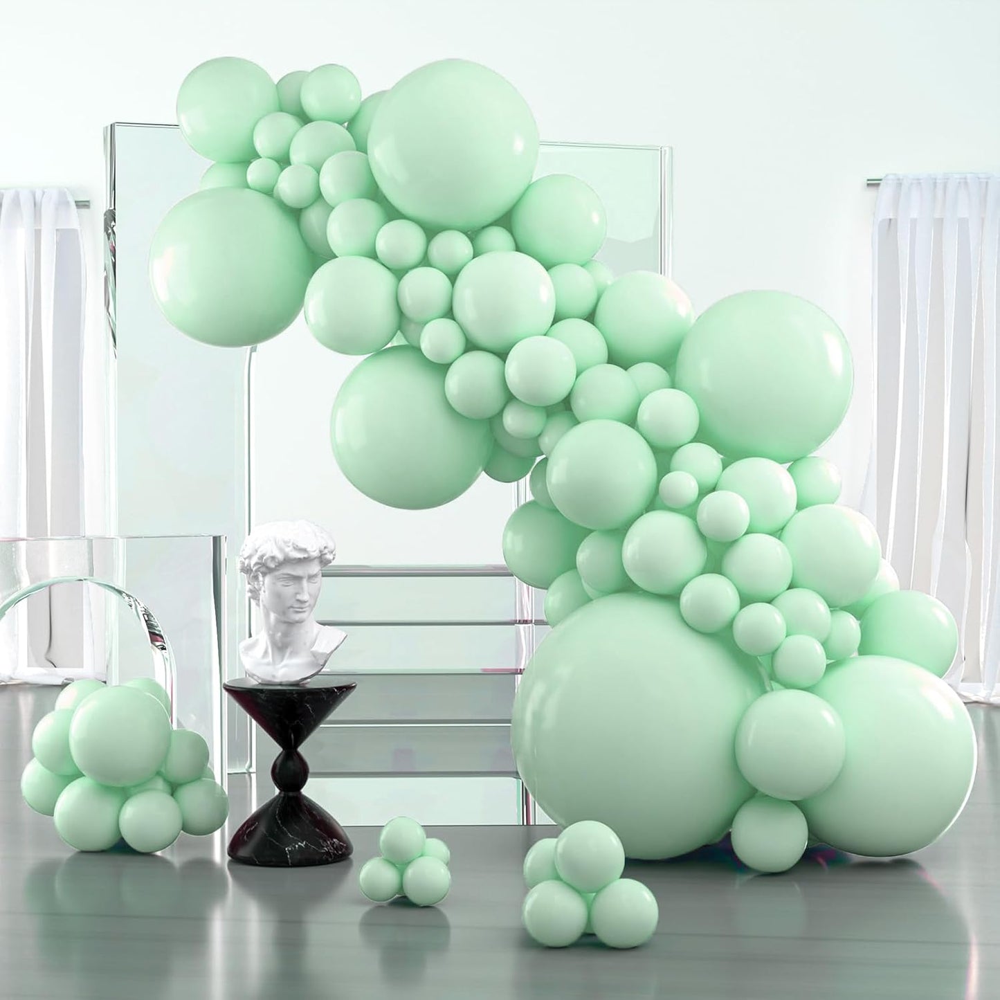 PartyWoo Light Green Balloons - 127-Piece Mint Pastel Balloon Arch Kit for Baby Shower & Birthday Decor