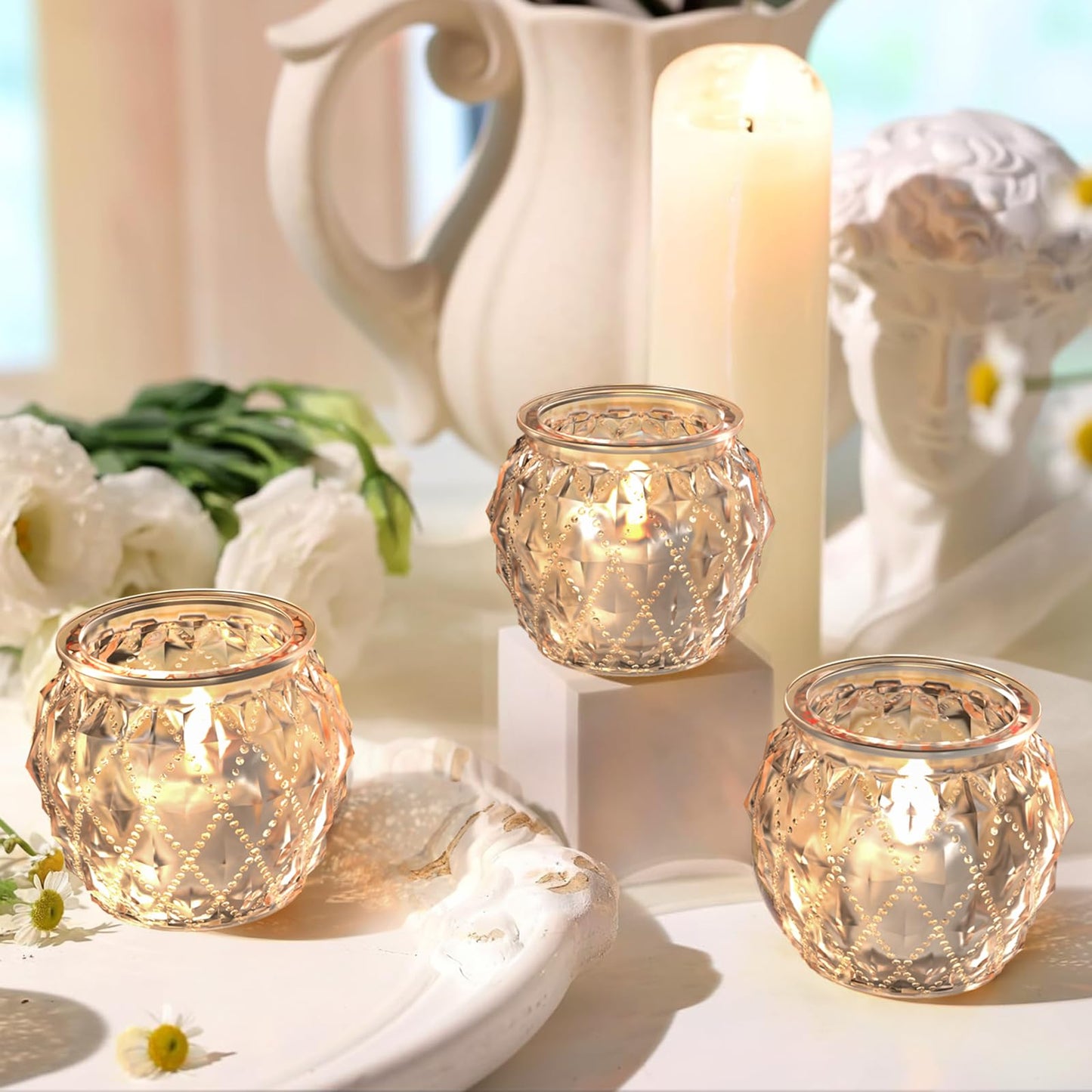36pcs Gold Votive Candle Holders for Table Centerpiece, Glass Tea Light Candle Holder Set for Wedding Decor Home Party Decoration