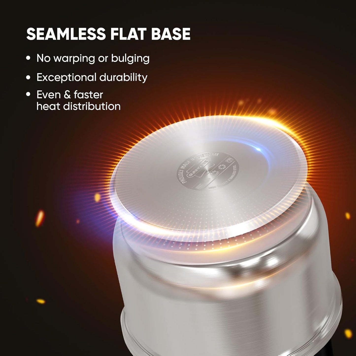 SUNHOUSE – 1.5 Quart Stainless Steel Sauce Pan with Lid | PFOA-Free, Induction Base, Stay-Cool Handle