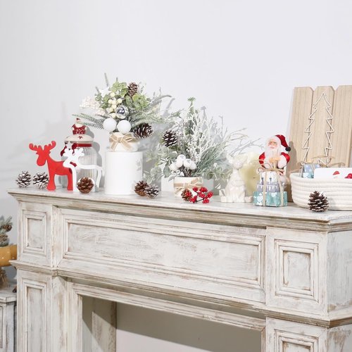 JJIALEIXI Mini Christmas Tree Set - 11" Artificial Potted Tabletop Decor for Holiday & Winter Celebrations | White/Green/Silver