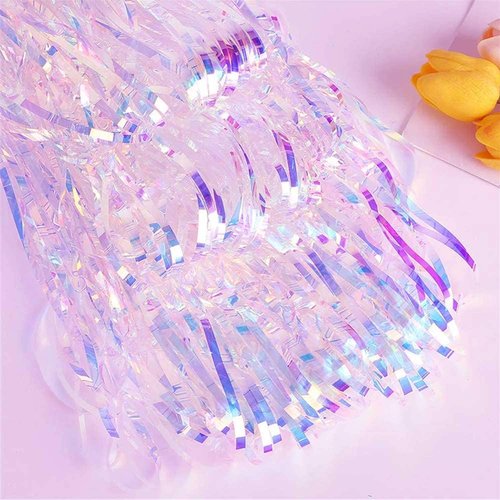 FECEDY Metallic Tinsel Foil Fringe Curtains - 3ft x 8.3ft | Perfect for Photo Booths & Celebrations
