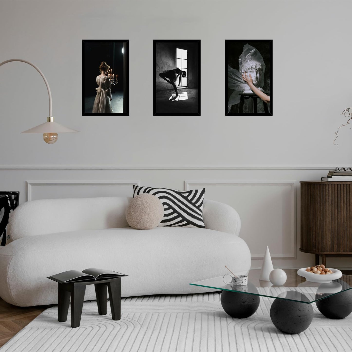 QOTIB 12x20 Picture Frame Black for Wall Mounting Set of 6, Horizontal and Vertical Formats for Wall Hanging, Wood 12x20 Frame, Black, 6 Pack