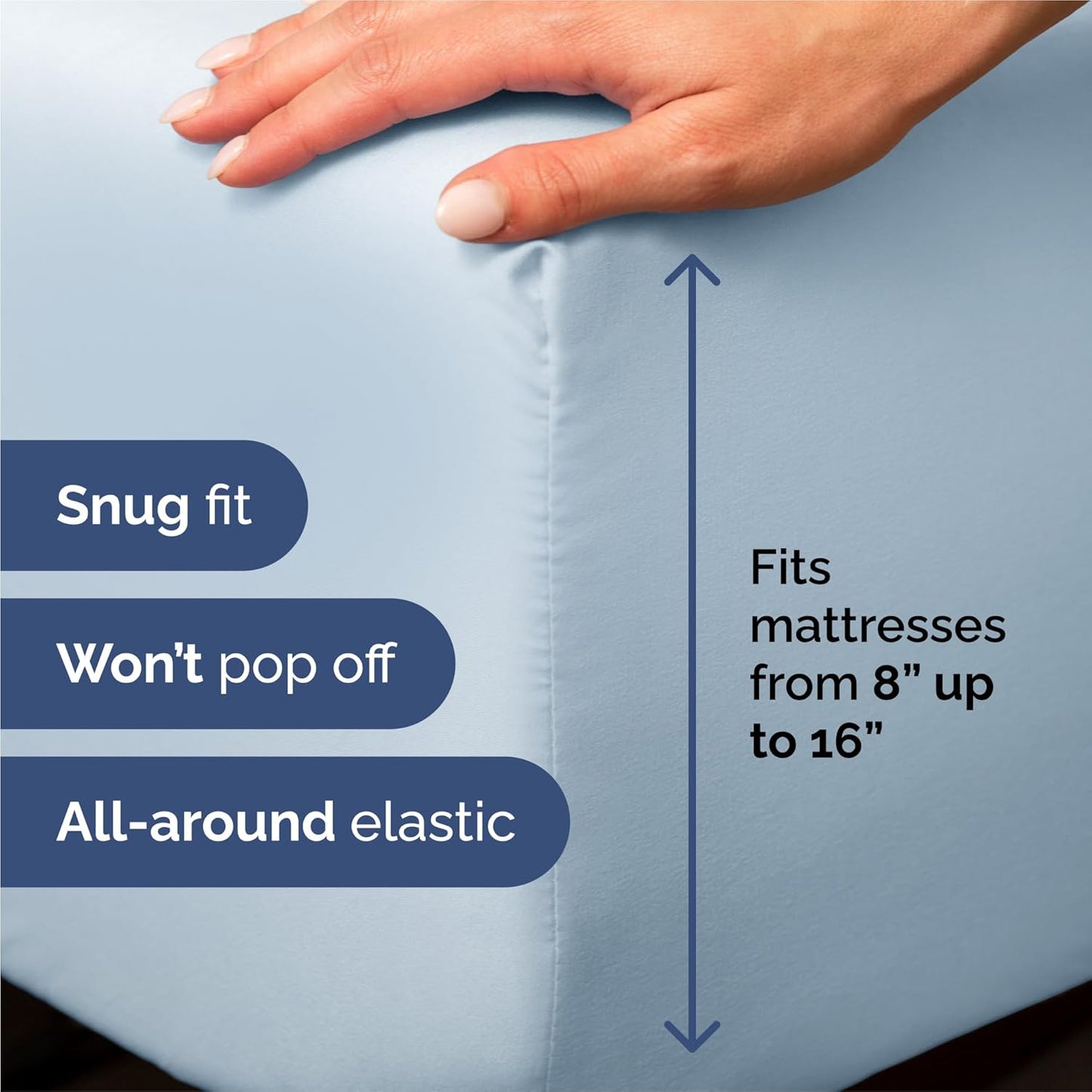 Sky Blue Split King Size 5-Piece Sheet Set | Comfy, Breathable & Cooling Luxury Bedding - Deep Pockets, Soft & Wrinkle-Free