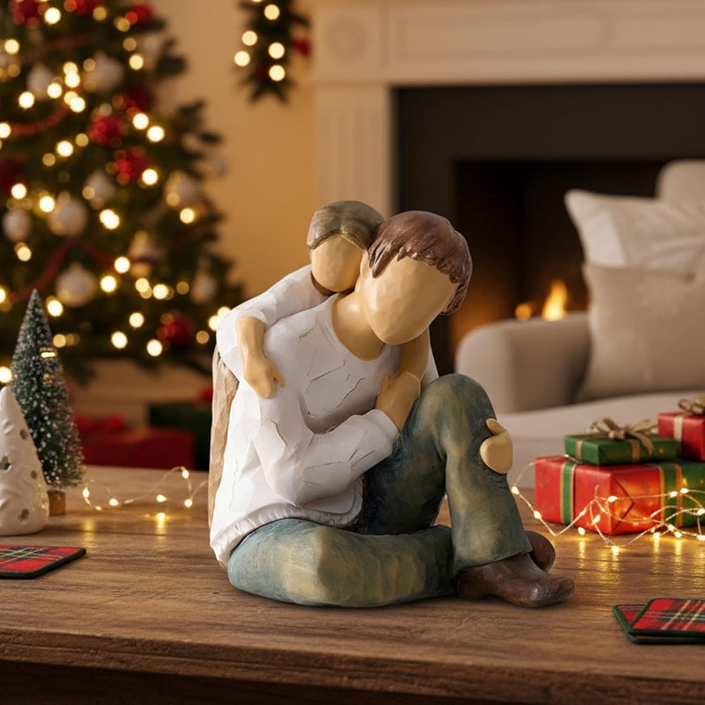 NAN ZAI NAN FANG Father-Daughter Figurine - Personalized Resin Sculpture for Dad | 4.7" Hand-Painted Gift