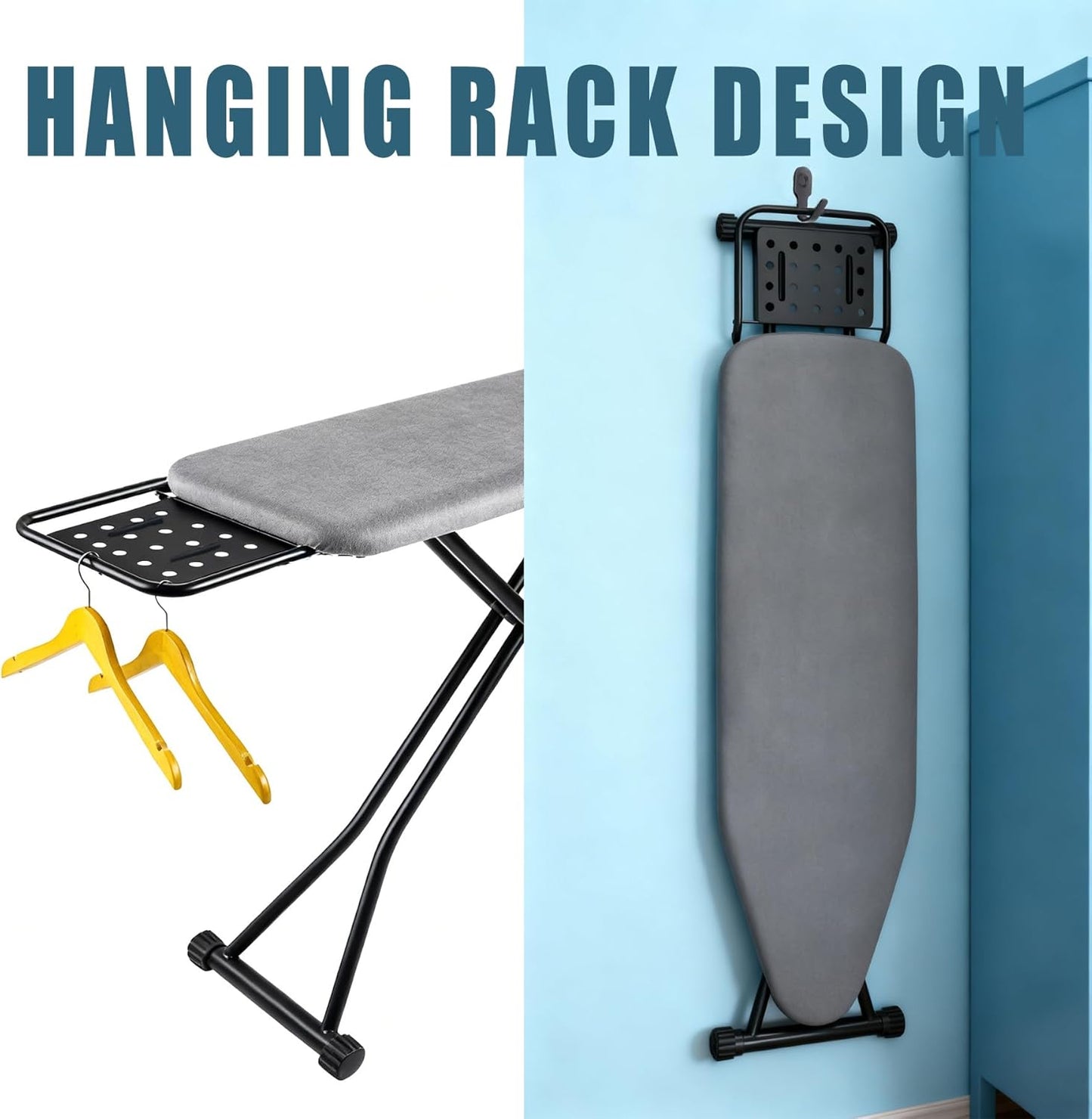 Skiennix Ironing Board - Full Size Heat Resistant Cover with Ultra Thick Padding | Adjustable Height, Non-Slip Design (58"x15")