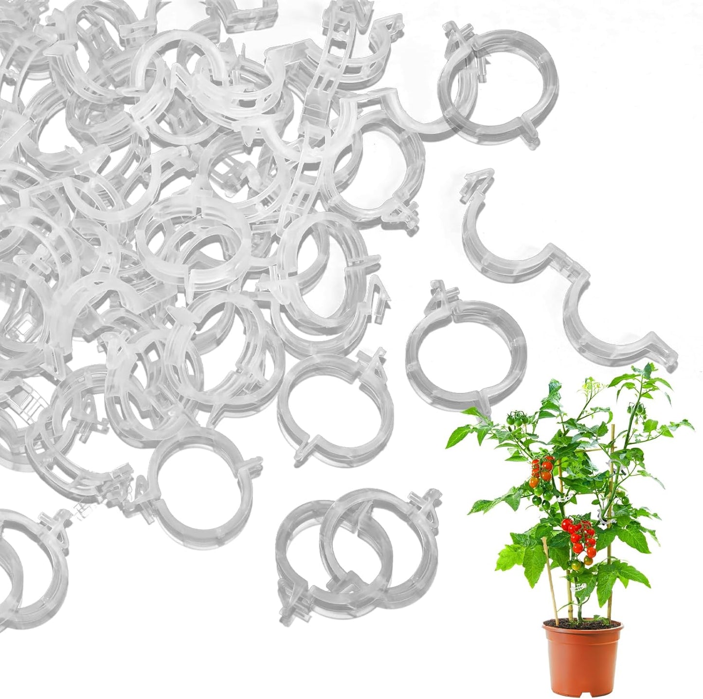 Skiennix Plant Clips - 100 Pcs Garden Support Clips for Climbing Plants & Tomatoes | Durable & Adjustable