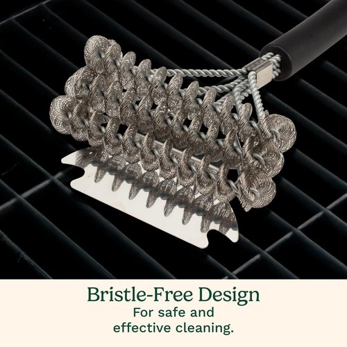 Cuisinart 17” Stainless Steel Grill Brush - Triple Coil Design with Wide Scraper for Easy Cleaning