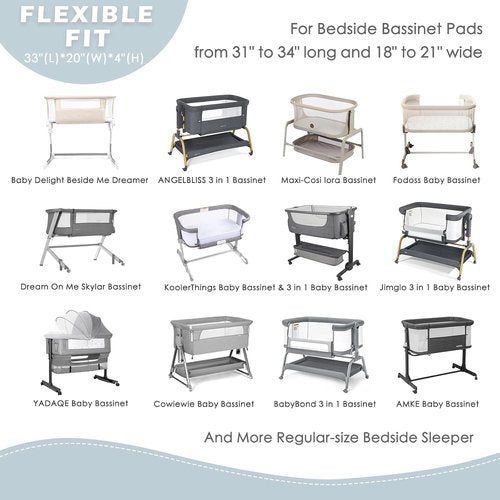 Angelbliss Bassinet Sheets - Ultra Soft & Skin-Friendly Fitted Sheets | 33"x20" for Baby Delight & Jimglo