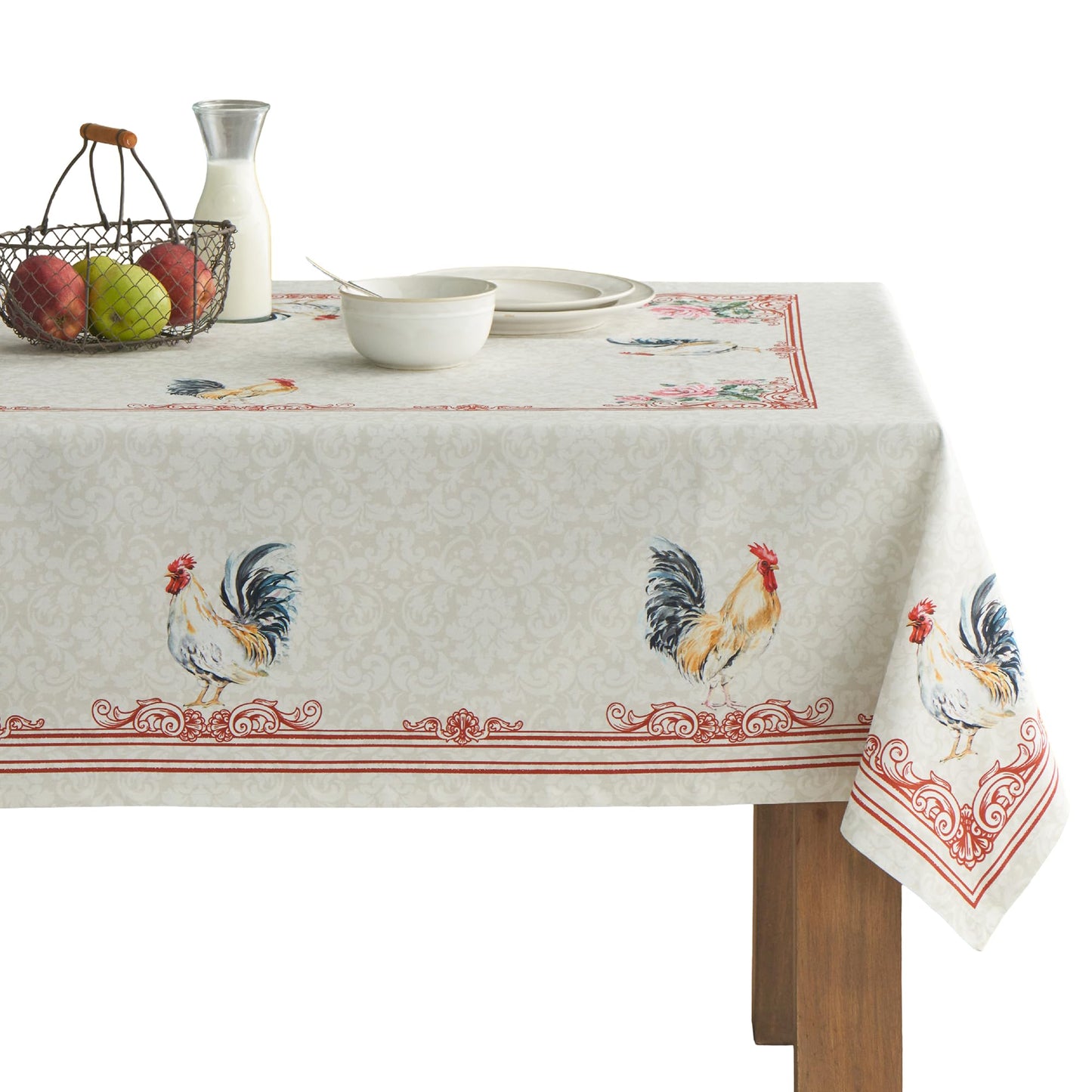 Maison d' Hermine Table Cloth Rectangle Table 100% Cotton 60 x 90 Inches Tablecloth Reusable Decorative Everyday Use for Dining Room, Farmhouse, Home, Party, Festive & Wedding Spring Summer - Campagne