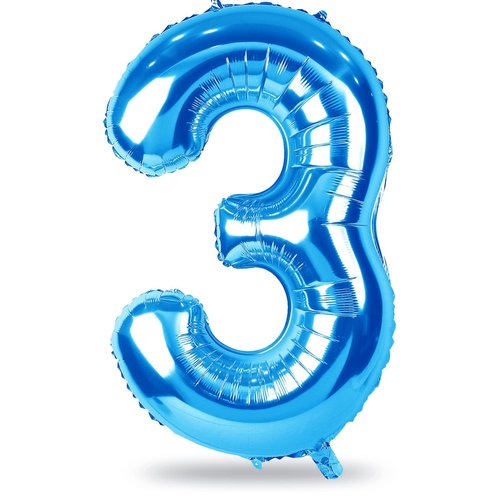 40 Inch Balloon Number 3 Blue, Large Foil Number Balloons Set 0-9, Digital 3 Helium Balloons for Boys Men 3rd 13th 30th Birthday Anniversary Graduation New Year's Eve Party Decoration Supplies
